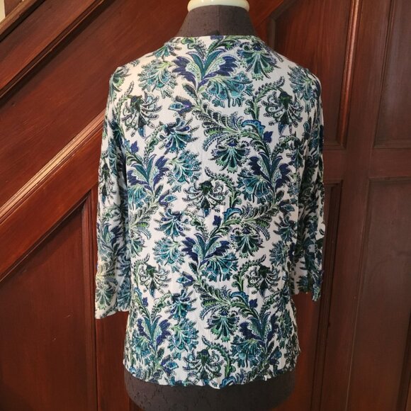 Grace Elements Petite Womens Floral Cardigan Sweater P/L Button-Up 3/4 Sleeve Mu - Picture 2 of 6